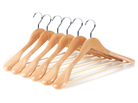 Premium Luxury Natural Extra-Wide Shoulder Wooden Coat and Suit Hangers with Anti-Slip Bar