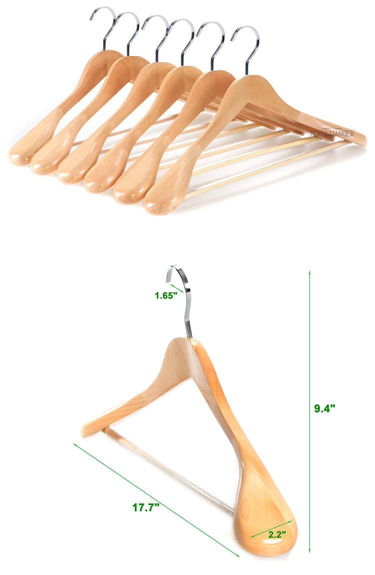Topia Hanger Extra Strong White Wooden Suit Hangers, Luxury Wood Coat Hangers, Glossy Finish with Extra Thick Hooks&Anti-Slip