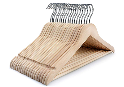 Natural Wooden Suit Coat Jacket Hangers With Pants Bar