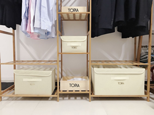 TOPIA Storage Bins with Lids [3-Pack] Linen Fabric Foldable Storage Boxes Organizer Containers Baskets Cube with Cover for Home Bedroom Closet Office Nursery 