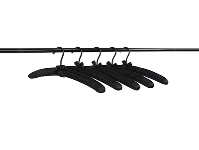 Soft Fabric Thick Foam Silk Black Satin Padded Hangers for Adult