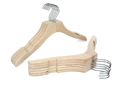High Grade Non Slip Ash Wood Hangers with Soft Rubber Grips