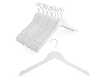 Smooth Finish White Wood Bridal Dress Hangers And Shirt Hangers