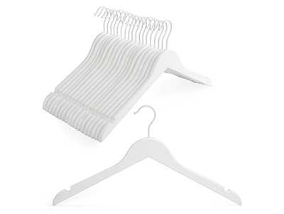 Smooth Finish White Wood Bridal Dress Hangers And Shirt Hangers