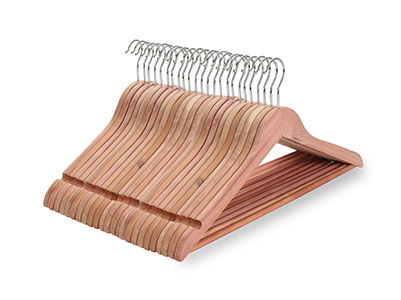 TOPIA HANGER American Red Cedar Wood Coat Hangers, Wooden Suit Hangers 24 Pack, Smooth Cut Notches- 360°Flexible Hook- Solid Non-Slip Bar (24 Pack- Natural)-CT07C24