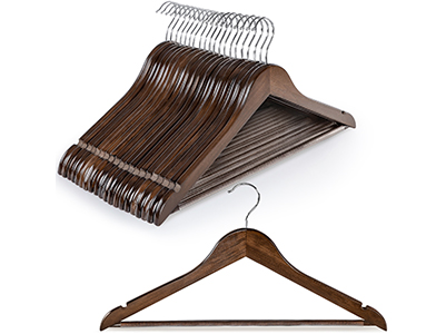 TOPIA HANGER Wooden Coat Hangers 20 Pack, Vintage Wood Suit Hangers with Non Slip Pants Bar, 360° Swivel Hook and Shoulder Notches for Camisole, Jacket, Pants, Smooth Finish Clothes Hangers -CT34A20