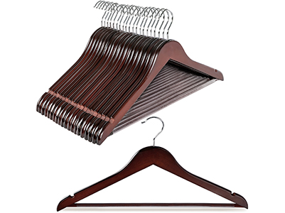 TOPIA HANGER Wooden Coat Hangers 20 Pack, Cherry Wood Suit Hangers with Non Slip Pants Bar, 360° Swivel Hook and Shoulder Notches for Camisole, Jacket, Pants, Smooth Finish Clothes Hangers -CT34M20